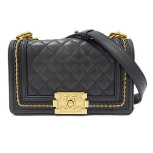 Chanel Boy Small Chain Shoulder Bag Lambskin Black A67085